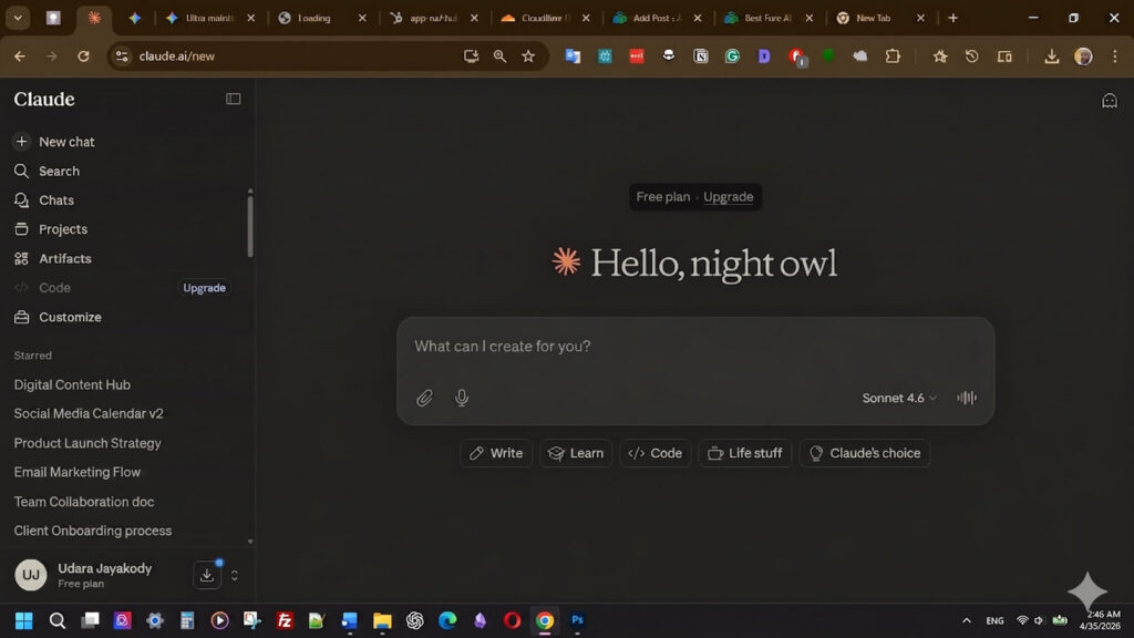 Claude AI interface